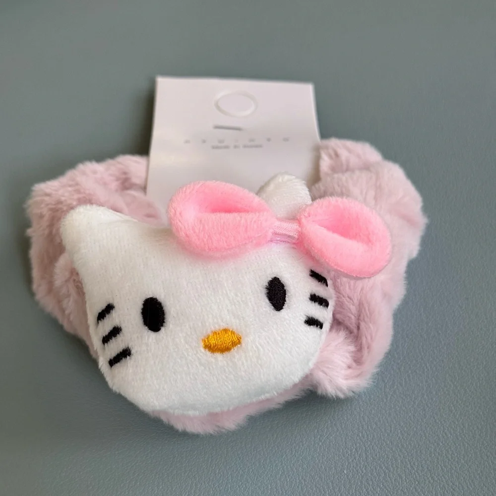 Pink and White Kids Plushie Hello Kitty Scrunchie